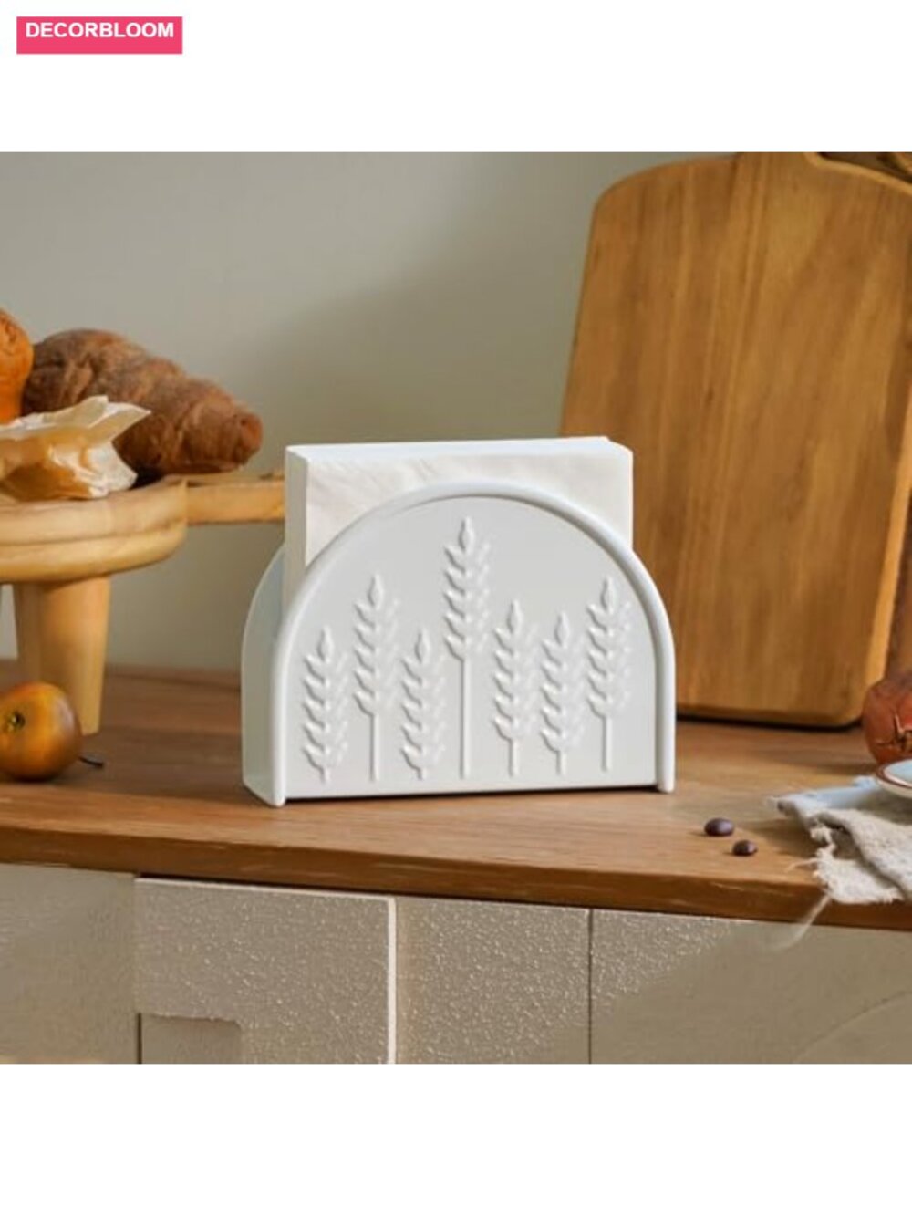 Iron Standing Napkin Holder for Kitchen Dining Table with Ear of Wheat Pattern